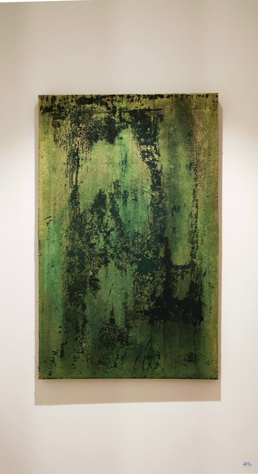 Vert à cœur 80*50 lin sur châssis