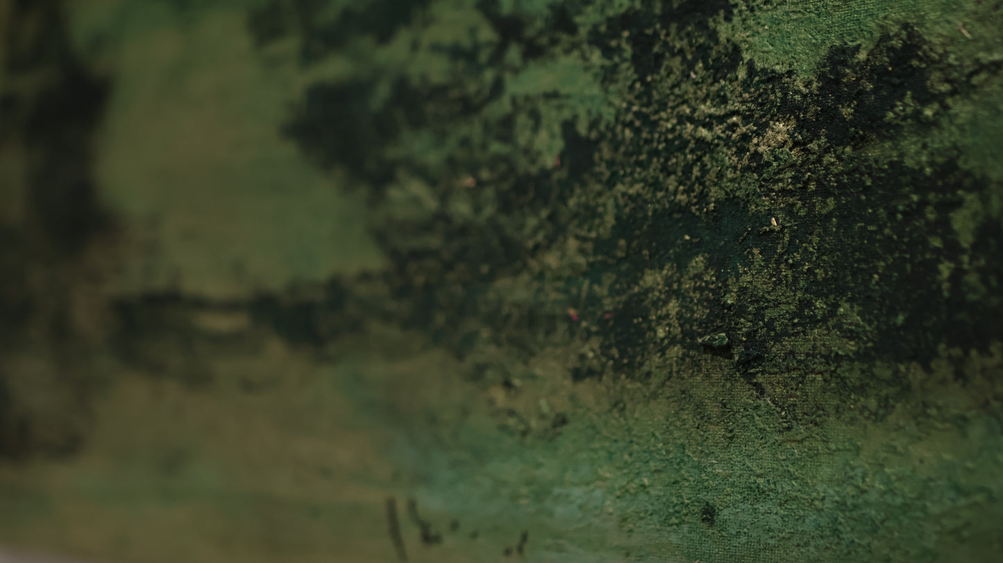 Vert à cœur 80*50 lin sur châssis