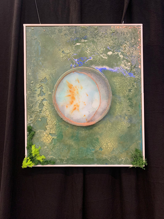 Lune et soleil (coton/résine/carton 60*50) 2023