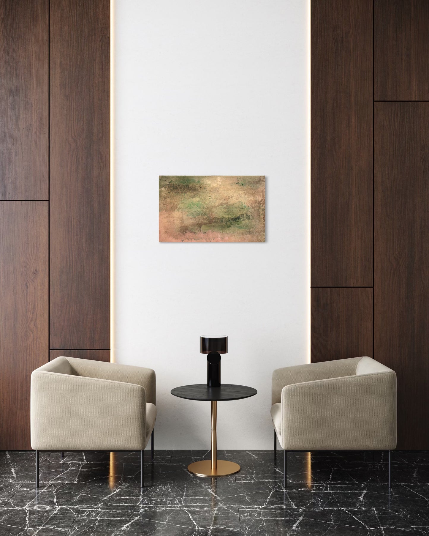 Vert à cœur 80*50 lin sur châssis