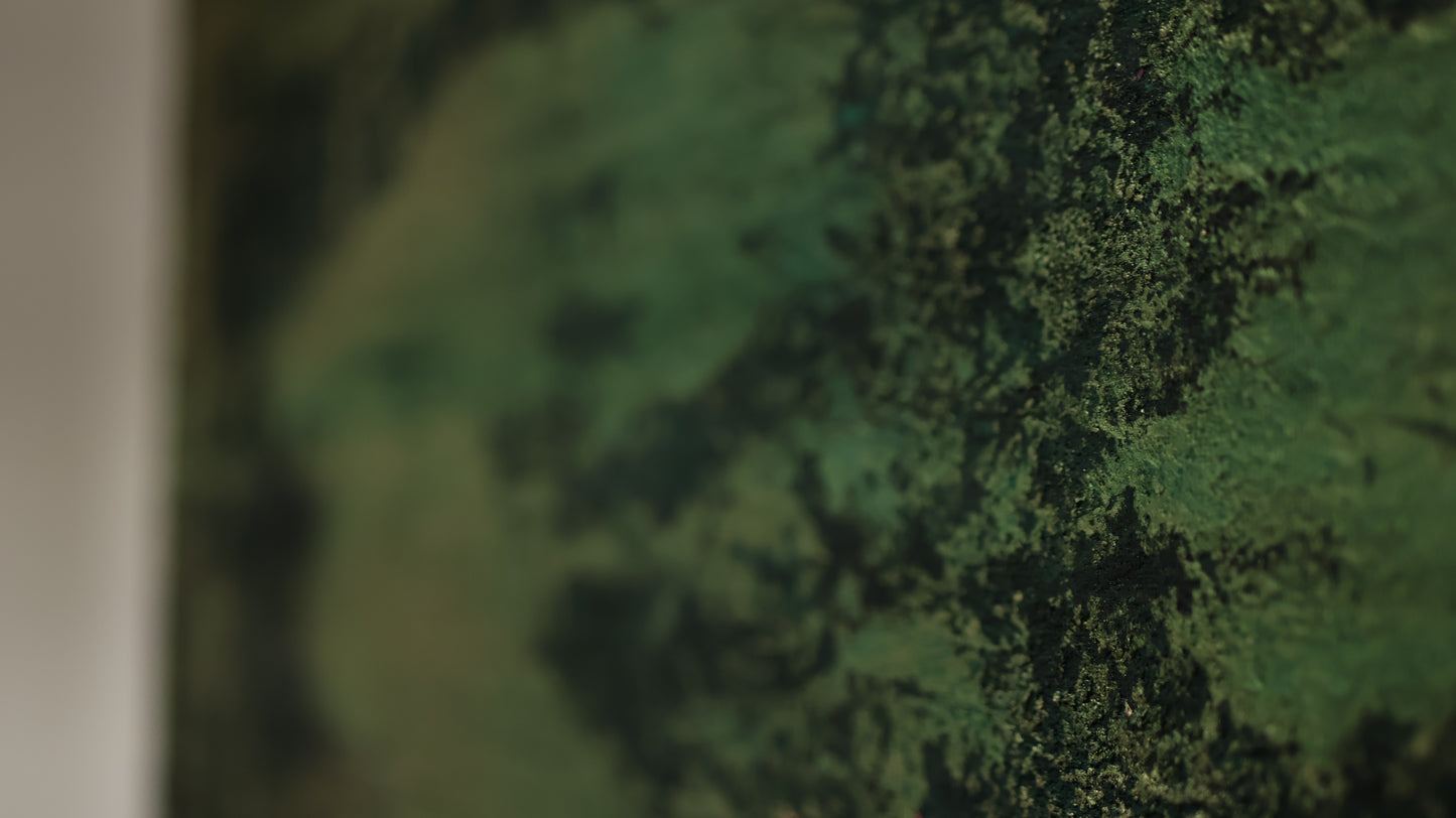 Vert à cœur 80*50 lin sur châssis