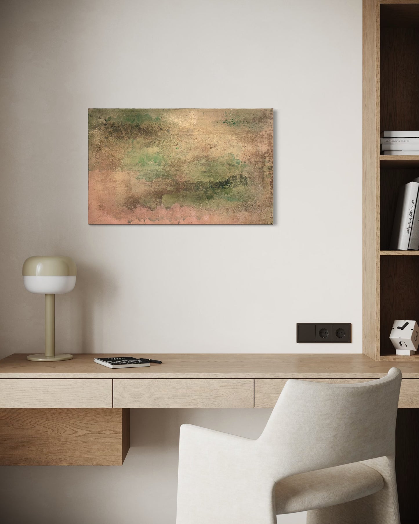 Vert à cœur 80*50 lin sur châssis