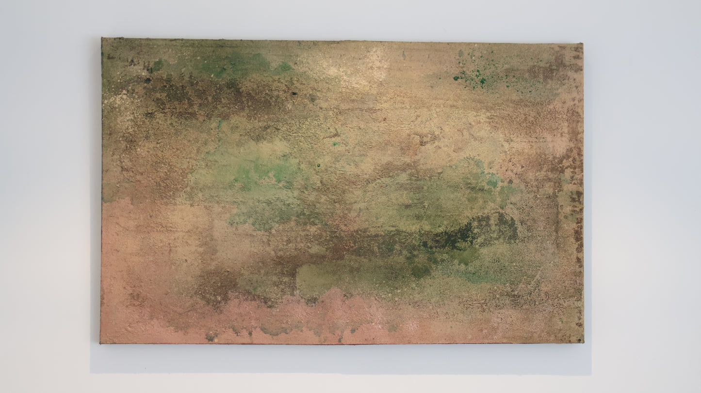 Vert à cœur 80*50 lin sur châssis