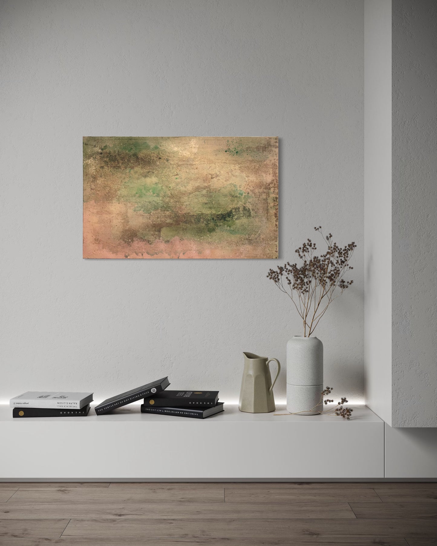 Vert à cœur 80*50 lin sur châssis