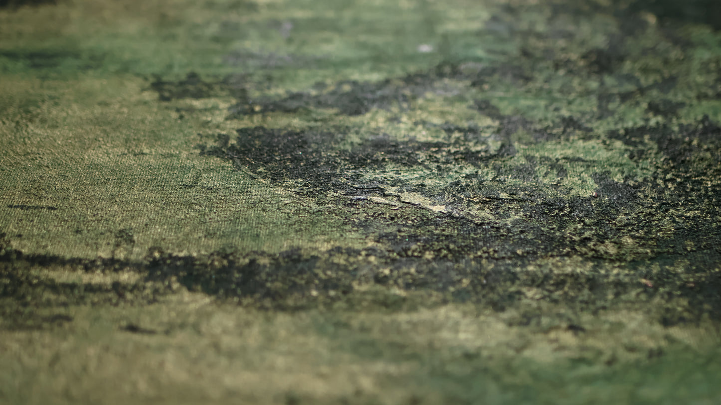 Vert à cœur 80*50 lin sur châssis